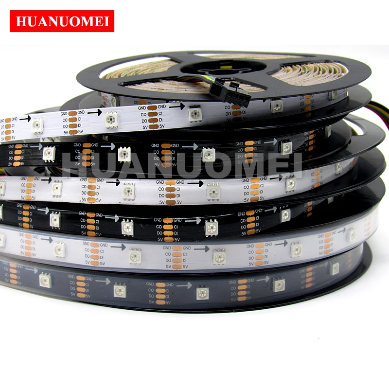 

1m/5m SK9822 Smart RGB LED Pixel Strip Flexible Tape TV Light,5V 5050 SMD Addressable 30LEDs/m,White/Black PCB,IP20/IP65/IP67