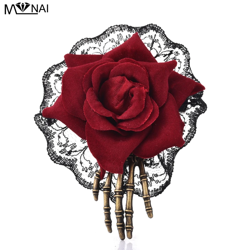 

Заколка для волос в виде Розы в стиле стимпанк, ручная Заколка-скелет, в готическом стиле, для Хэллоуина, двойное использование, аксессуары для волос в стиле панк