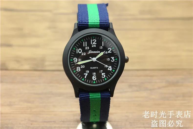 new fashion boys and girls outdoor sports army watch cute luminous hands middle student colorful nylon casual child gift clock