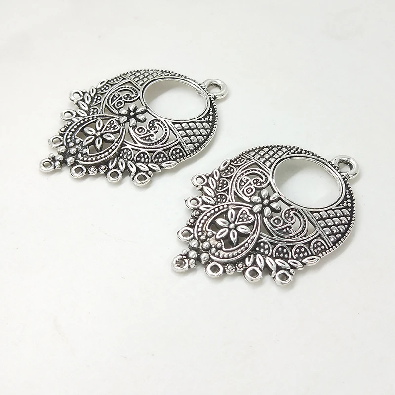 2025 New 43*29mm 4pieces/bag Retro Zinc Alloy Crescent-shaped Connectors Linker with Groove Diy Jewelry Earring Accessories