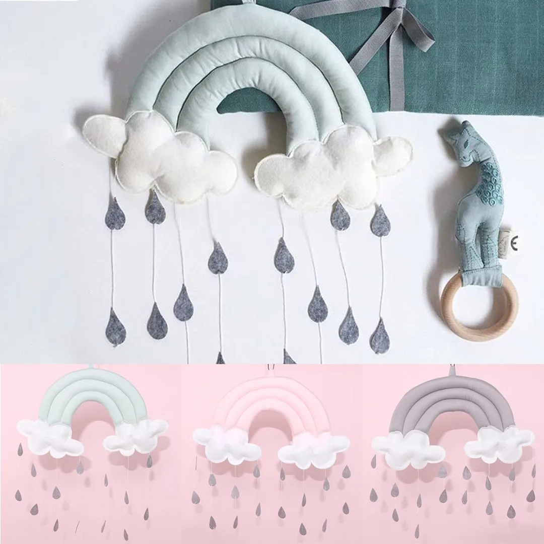 1pc Rainbow Cloud Rain Drops Bed Wall Hanging Photo Prop Baby Nursery Bedroom Decor