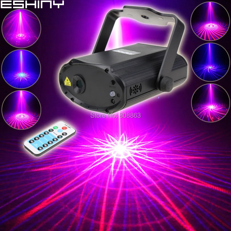 ESHINY Mini Red Blue Laser 12 Patterns Projector Dance Disco Bar Family Party Xmas Stage Lights DJ Environment Light Show T24D4