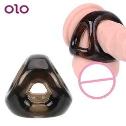 OLO-Anillo de silicona para retrasar la eyaculación para hombres, juguetes sexuales para agrandar el pene, encuadernación escrotal, elástico