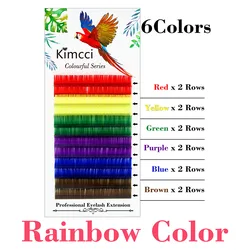 Kimcci Candy 6 Colors Rainbow Colored Eyelash Extension Faux Mink Individual Colorful Eyelashes maquiagem Cilios Premium Cilia