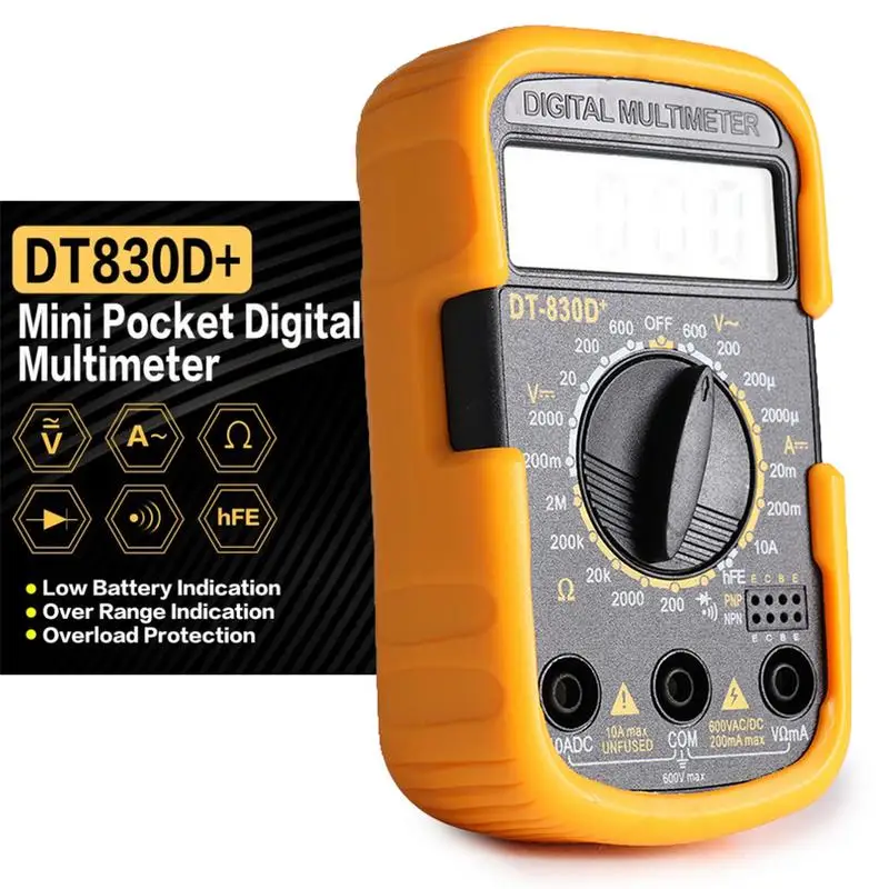 DT830D Mini Pocket Digitale Multimeter 1999 Telt Ac/Dc Volt Amp Ohm Diode Hfe Continuïteit Tester Amperemeter Voltmeter