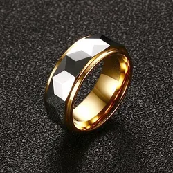 Tungsten Carbide Rings,Multi-Faceted Prism Ring for Men Wedding Band 8MM Comfort Fit