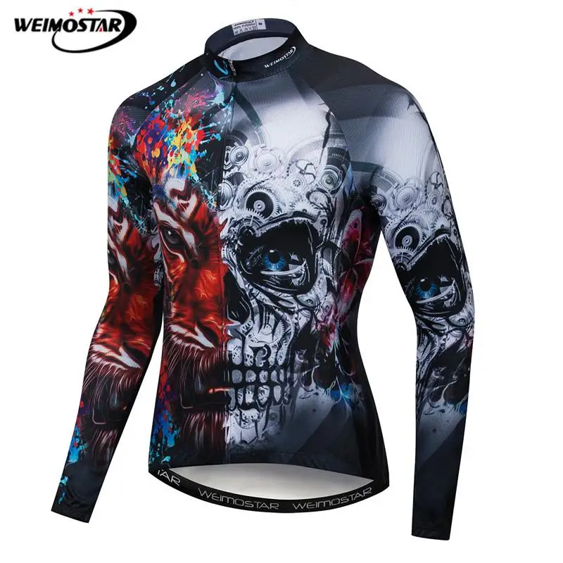 Weimostar 2022 Pro Team Cycling Clothing Skull Men Long Sleeve Racing Cycling Jersey Autumn Polyester mtb Bicycle Jersey Jacket