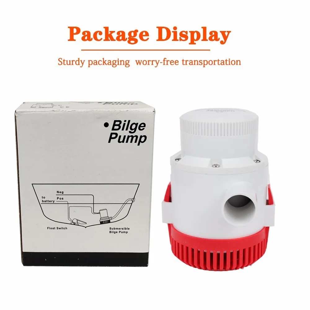 3500GPH Large Flow Electric Boat Bilge Water Pump 12v 24v Dc With Float Switch Set Submersible 12 24 Volt 3500 Gph