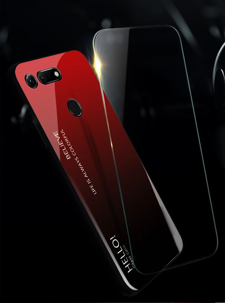 Honor View 20 V20 PCT L29 Case Gradient Tempered Glass Back Cover Hard Case for Honor View20 PCT-L29 Shockproof Cover Fundas