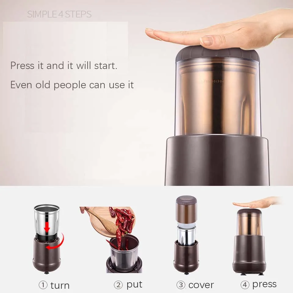 เครื่องบดเมล็ดกาแฟแบบใบพัดที่บีบคุกกี้ใบมีดสำหรับใช้ในร้านกาแฟสมุนไพรเครื่องเทศ penggiling Kopi ไฟฟ้าเครื่องมือเครื่องใช้ในครัว