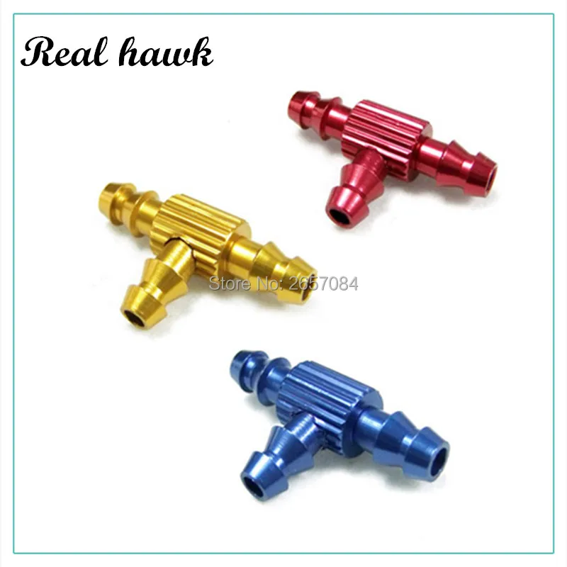 1pcs 3 Color Small Size 3 Way/Three-Way T Type Fuel Jointer D6xD3.2xL21mm without Fuel Filter for RC Gasoline Airplane