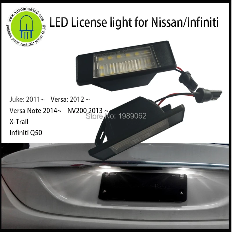 

2PC Xdahosun LED License light for Nissan Juke Versa Note NV200 X-Trail for Infiniti Q50