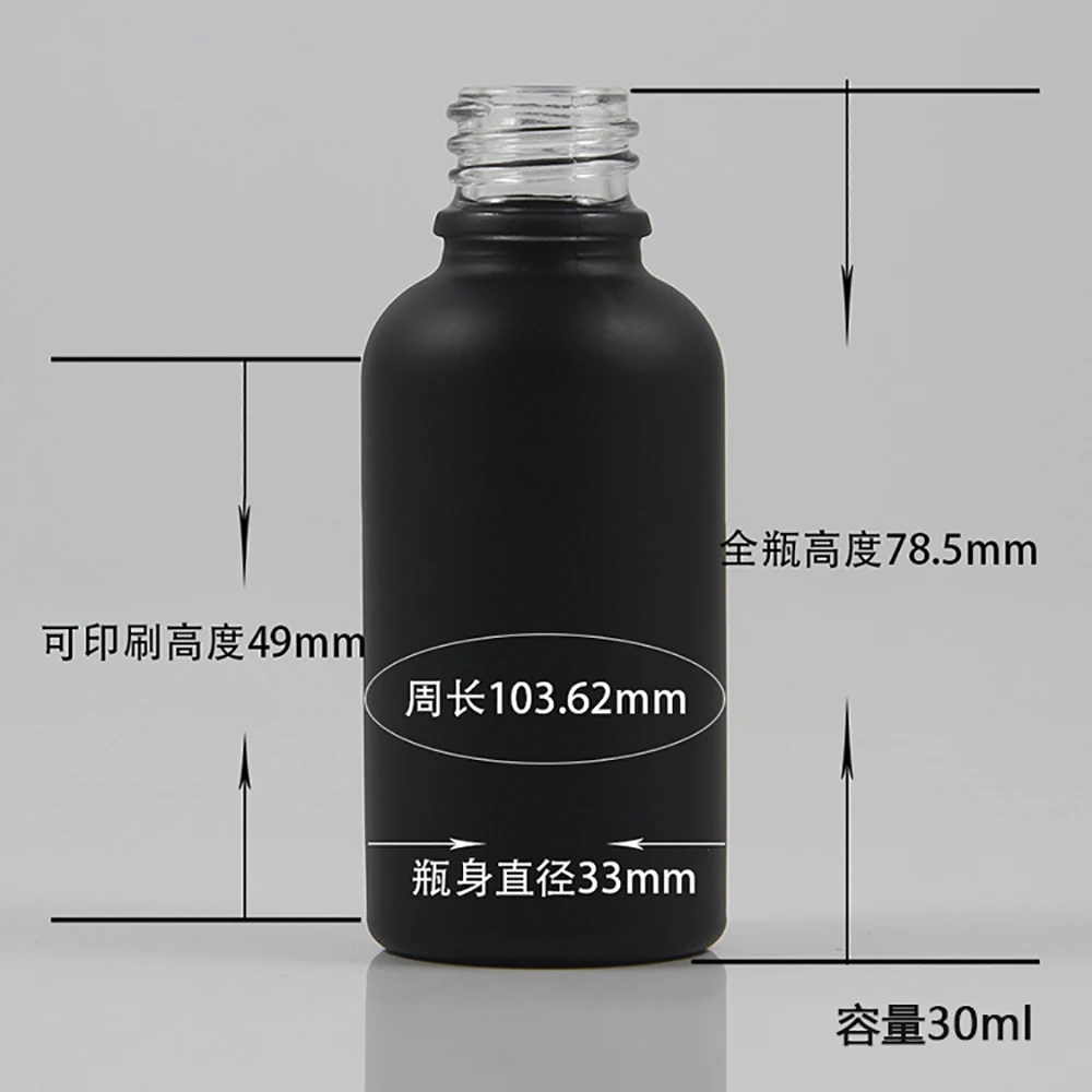 

1 OZ black serum bottle dropper DIY boston round glass perfume bottle without lids