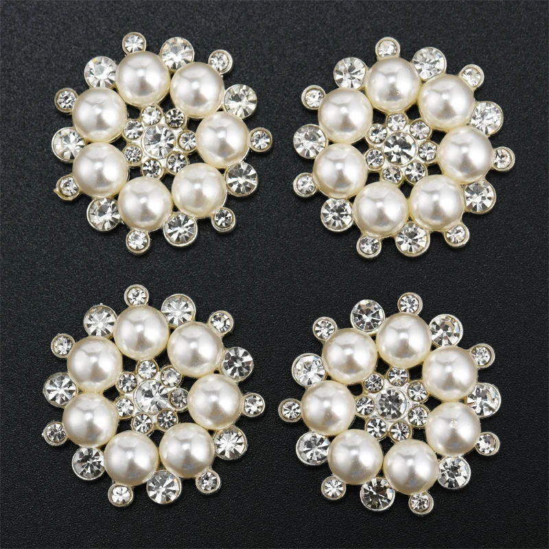 10 pz 27mm per ragazza accessori per capelli vestito artigianato accessori per gioielli bottoni con strass bottoni Scrapbooking Faux Pearl