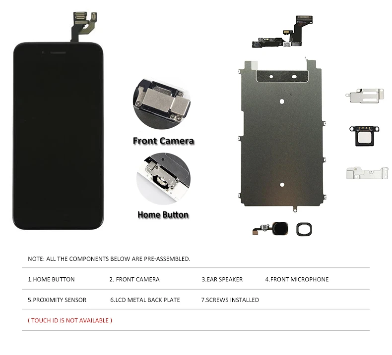 Display For iPhone 6 6S Plus 6P 6SP LCD Screen Full Set Assembly Touch Digitizer White Black Pantalla Replacement+Front Camera