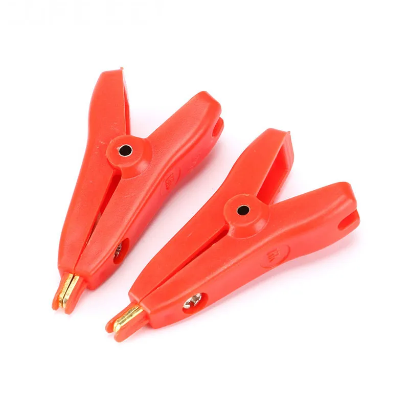 3pcs 52mm 10A Alligator Kelvin Clamps Copper Gold Plated Crocodile Clips Grey+Black+Red