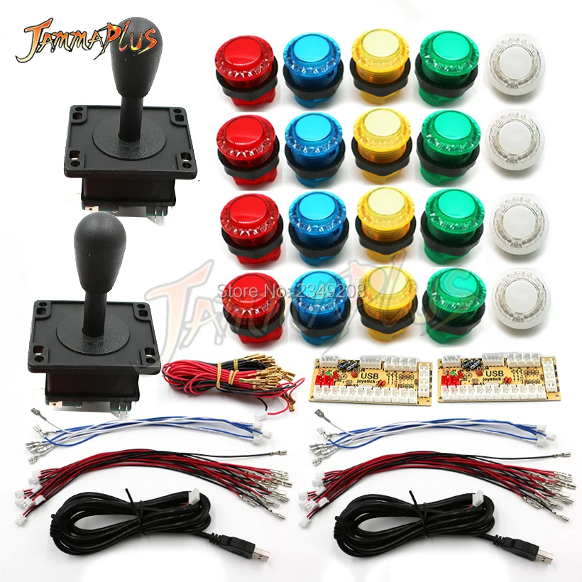 LED Arcade Kit HAPP Joystick DIY Zero Delay Arcade Joystick Controller USB To PC & Raspberry pi 5V illuminated Push Buttons