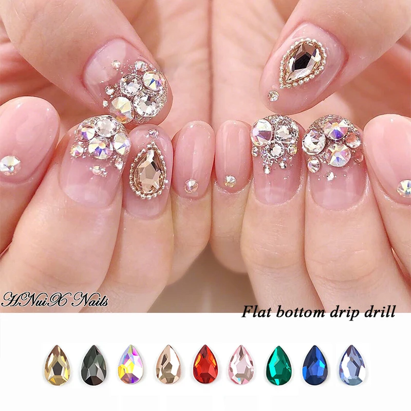 10 PCs water drop nail art strass crystal stones 9 color 6x8mm shiny jewelry Tinker oneself charms nail art