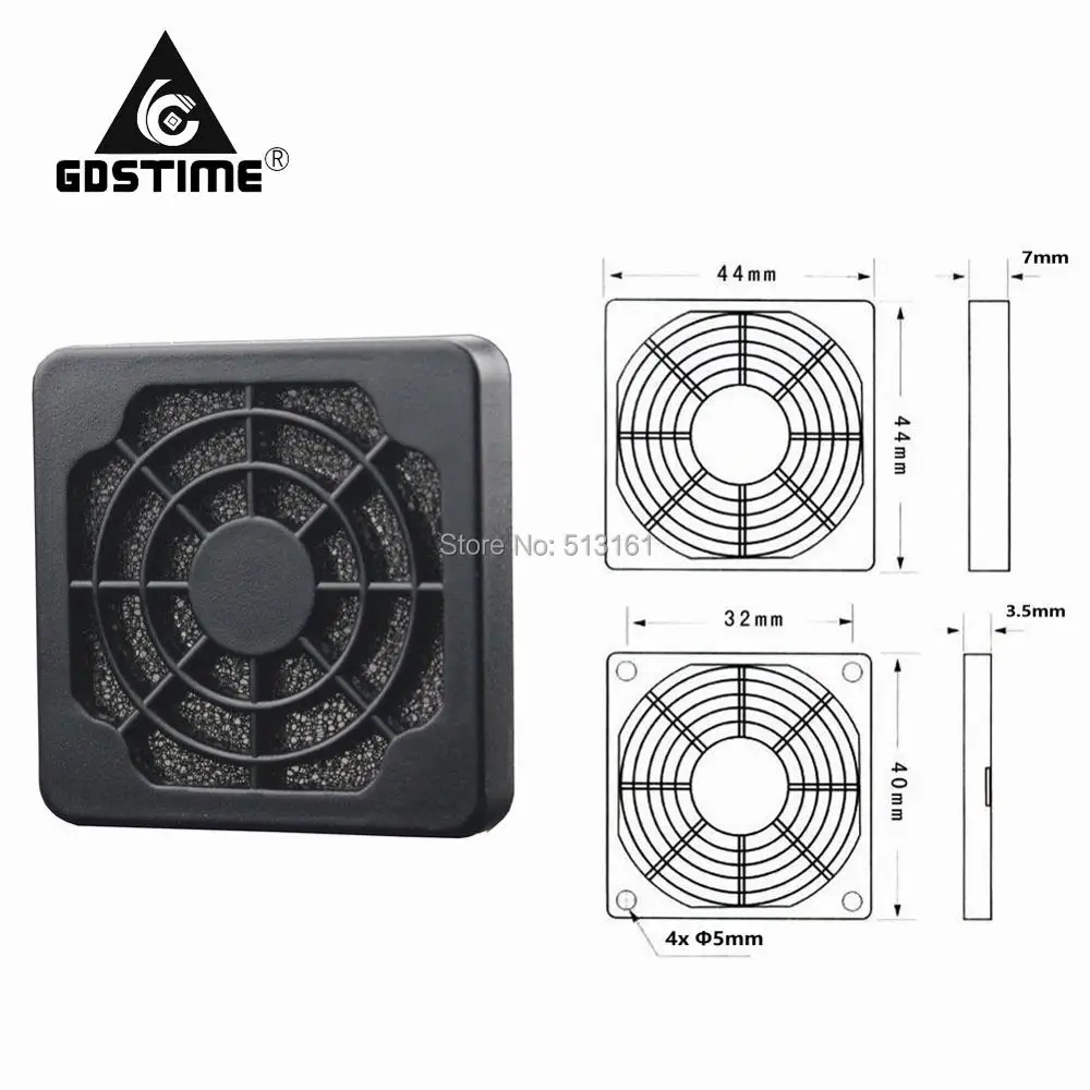 50 шт. Gdstime 4 см 40 мм черный пластиковый пыленепроницаемый фильтр Защитная крышка для ПК ЦП компьютерная очистка Вентилятор охлаждения