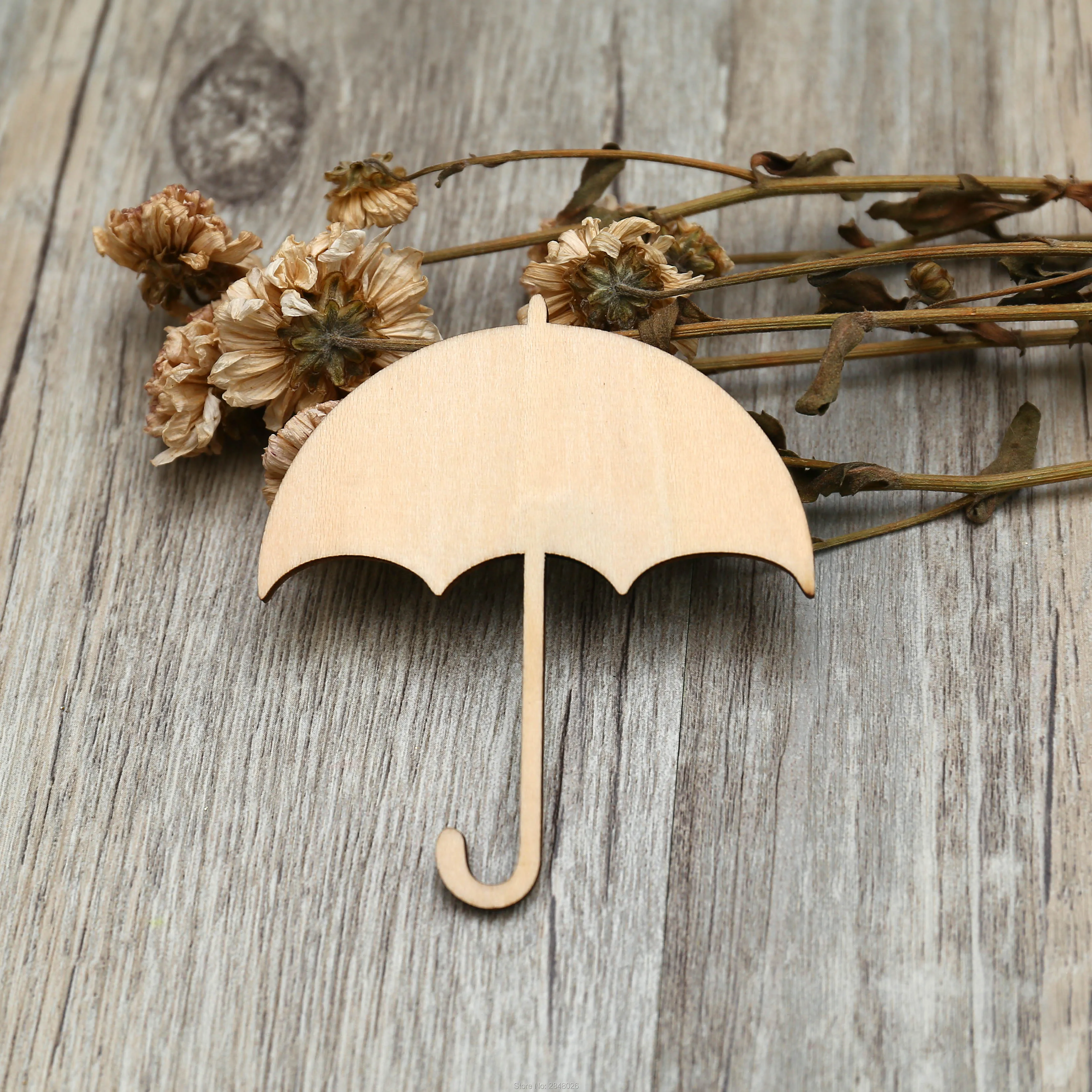 Little wooden umbrella ,natural wood,unfinished - make your own fridge magnet