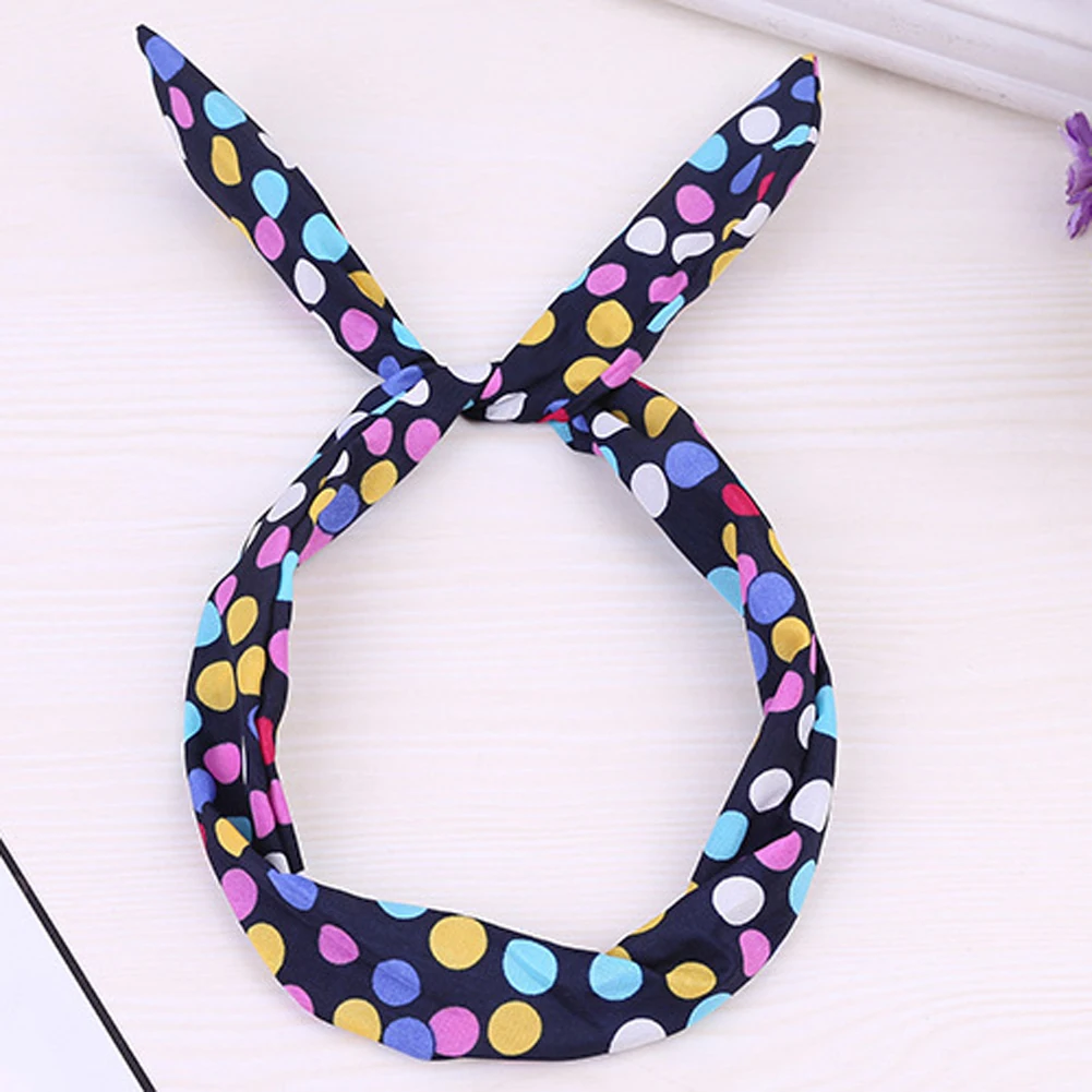 1Pc Korean Cute Sweet Polka Dot Bow Rabbit Bunny Ear Headbands Wire Elastic Hair Bands For Women Girls Hair Ribbons Hair Wrap