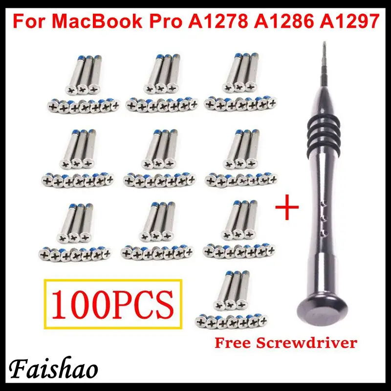 Faishao 100pcs / 10sets Bottom Case Cover Screws For Apple MacBook Pro 13