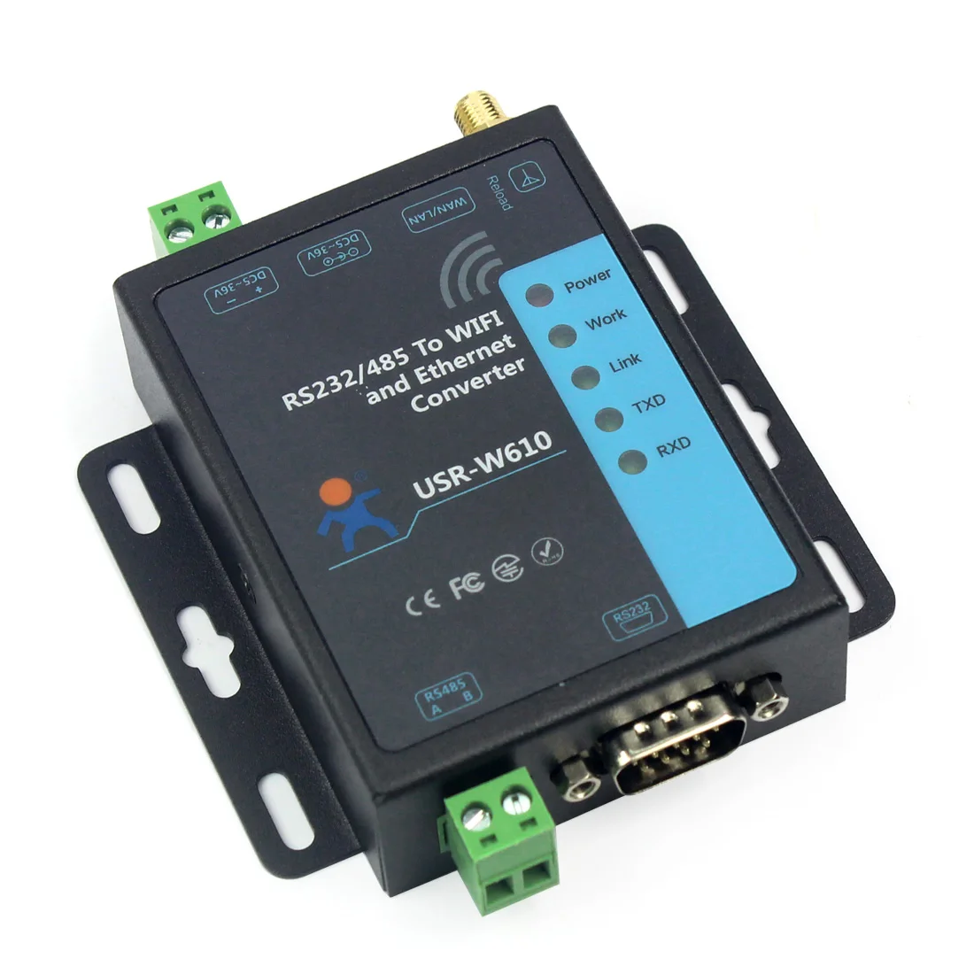 USR-W610 Industrial Serial to WiFi Converter with 1 LAN Port and Modbus RTU to TCP Support RS232 to WiFi and Ethernet converter