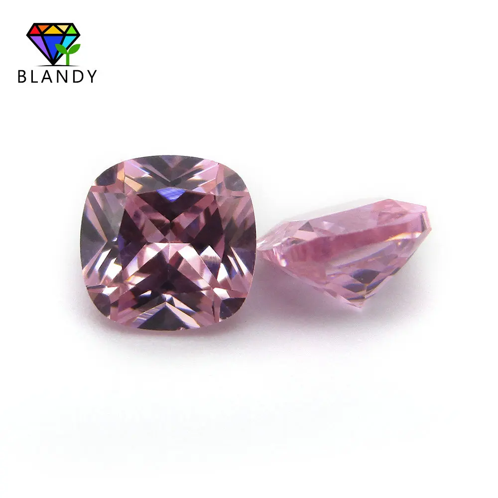 Free Shipping 50pcs/lot 5A Quality 5*5mm~12*12mm Pink Cubic Zirconia Stone Cushion Cut Loose Synthetic CZ Stone For Jewelry