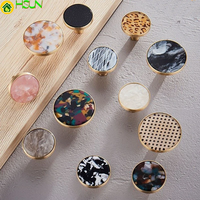 

Round marblee pattern brass knob Dresser Drawer Knobs Pulls Handles / Cupboard Knobs Furniture Cabinet Handle Pull Hardware