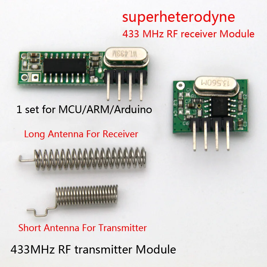 1 Set RF Module 433 Mhz Superheterodyne Receiver And Transmitter Kit With Antenna For Arduino Uno Diy Kits 433mhz Remote Control