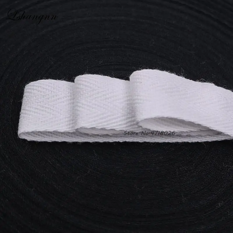 Lshangnn Diy Cloth Accessories 100% Cotton Herringbone Tape Package Cotton Ribbon 10MM 12MM 15MM 20MM 25MM 30MM 40MM 50MM50yards