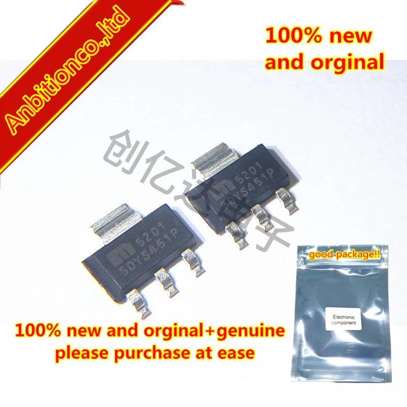 10pcs 100% new original MIC5201-5.0YS SOT-223 silk-screen 5201 200mA Low-Dropout Regulator  in stock