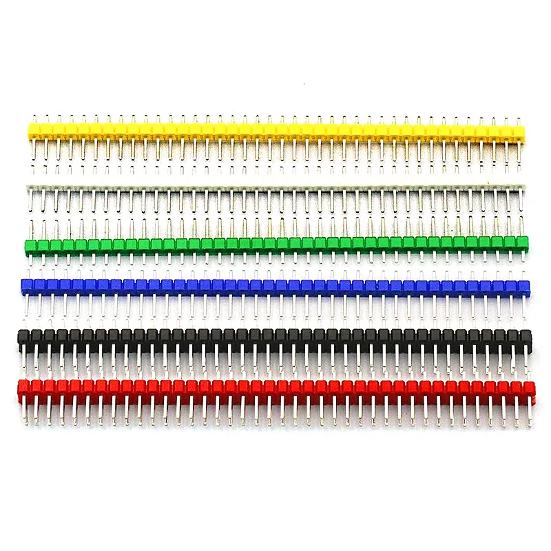 10pcs/lot 2.54mm 40 Pin 1x40 Single Row Male Breakable Pin Header Connector Strip & Jumper Blocks for Arduino 6 Colorful