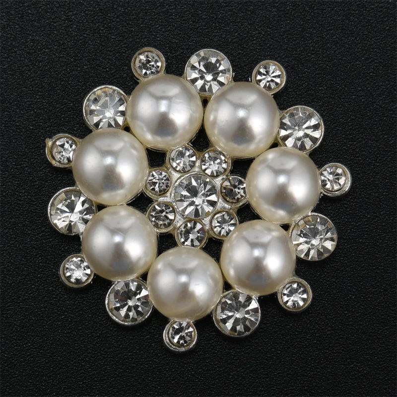 10 pz 27mm per ragazza accessori per capelli vestito artigianato accessori per gioielli bottoni con strass bottoni Scrapbooking Faux Pearl