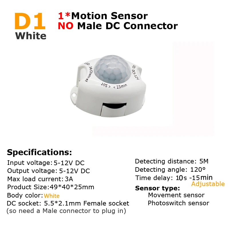 Motion Sensor Light Switch 5V 12V DC Movement Detector Activated Timer Automatic Switch ON OFF LED Strip Light PIR Motion Sensor