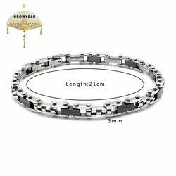 Men's Bracelet Simple Metallic Stainless Steel Silver color Black Ceramic Bracelet Women Gift Cool Popular Mechanical Sports