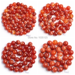 Natural Orange Banded Agates Round Shape 4/6/8/10/12/14/16/18/20mm Loose Beads 15 Inch Jewellery Making wj36