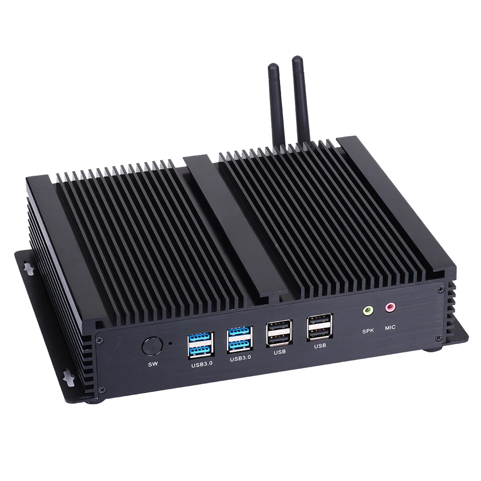 HUNSN Fanless Industrial PC,Mini Computer,IM04,Windows 11 or Linux Ubuntu,,AC WiFi,BT4.0,2HDMI,2 LAN,6COM RS232,4USB3.0