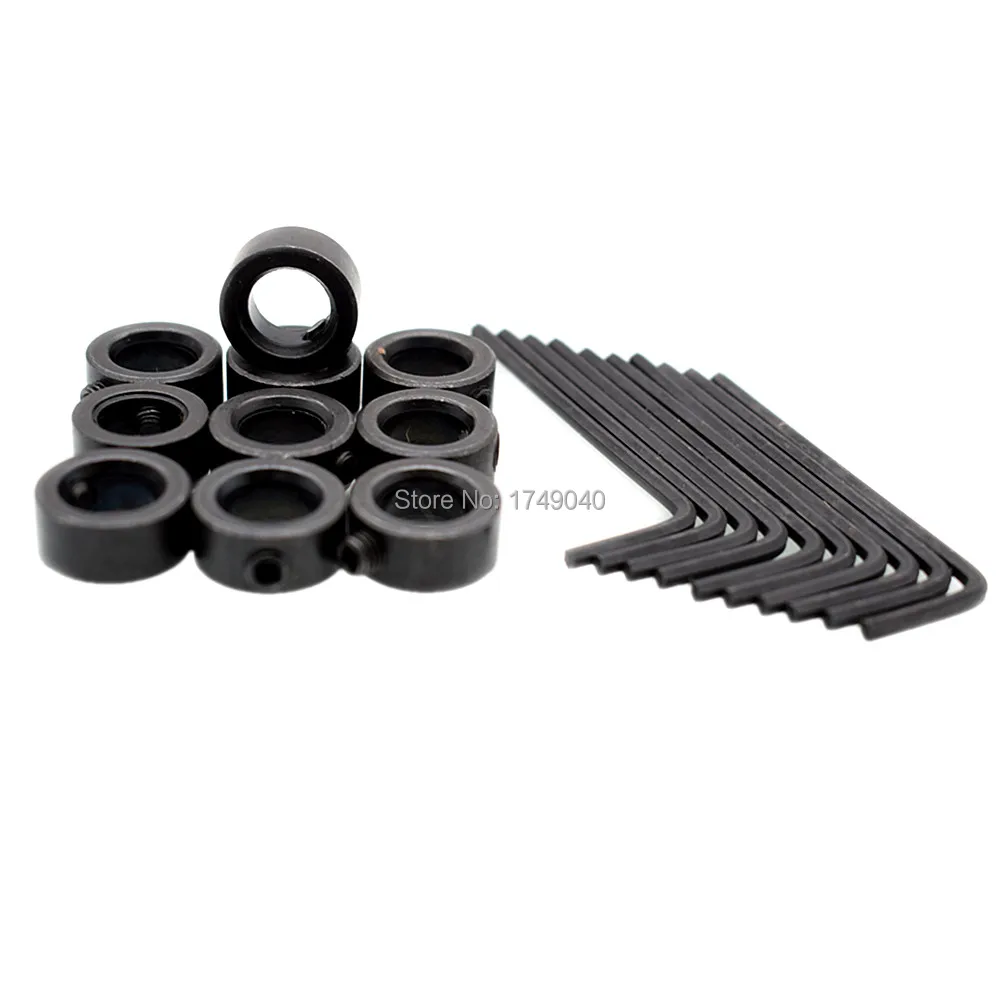 Broca de 10 piezas para taladro, collar de tope de profundidad, anillo de 10mm de diámetro, posicionador de acero al carbono, herramientas de carpintería con llave hexagonal portátil
