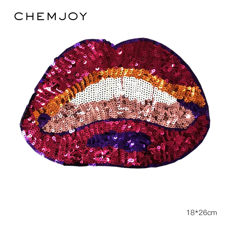 Big Red Lip Large Patches Sewing on Applique Sequins Patch for Jackets Jeans Clothing DIY Craft Accessories Clothes Stickers