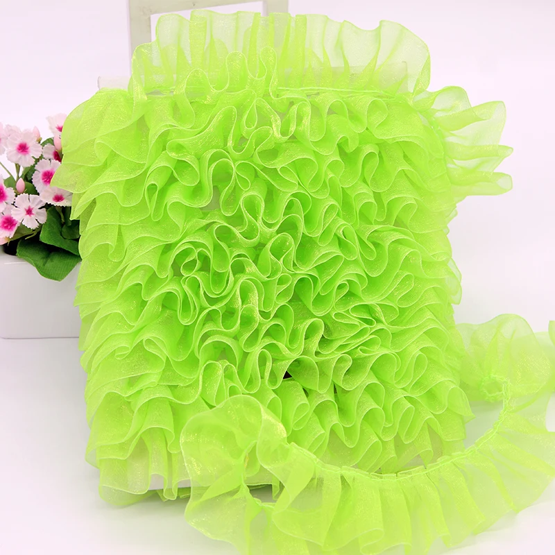4CM Wide Many Colors Pleated Fold Mesh Tulle Lace Ribbon Trim Sewing DIY Crafts Cushion Curtain Garment Dress Tassel Accessories
