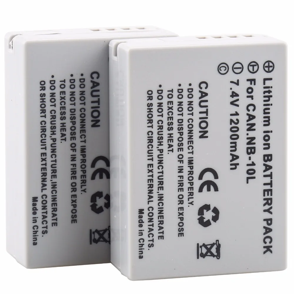 2Pcs For Canon NB10L NB 10L NB-10L Battery For PowerShot G1X G15 G16 SX40HS SX50HS SX60HS SX40 SX50 SX60 HS Digital Camera