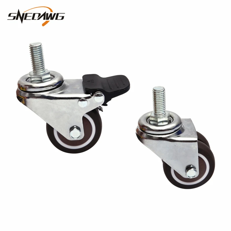 

2pcs TPE Furniture Caster Super Mute Double Wheel Caster 1.5/2inch Swivel Caster Wheel Thread Type for Cabinet Desk Baby Cradle