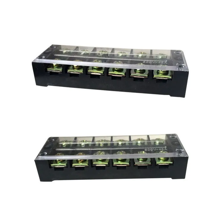 45A 6 Position Copper TB-4506 Fixed Type Connection Terminal blocks Connect Plug-in Board Dual Row screws clamp
