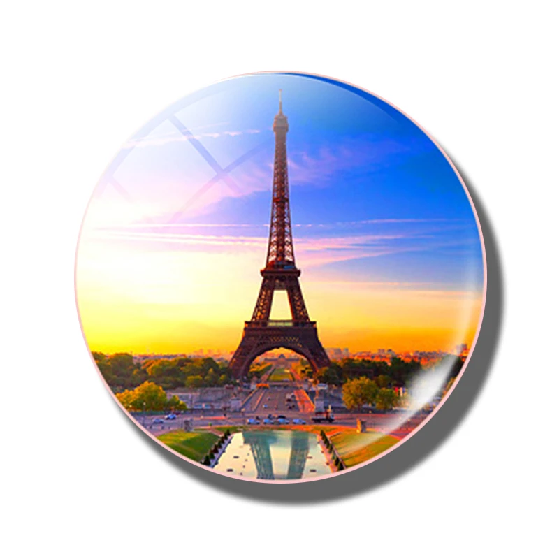 5PCS/SET Beautiful Attractions Building Eiffel Tower Paris France 25mm Round Glass Cabochon Jewelry Fashion Girl Gift