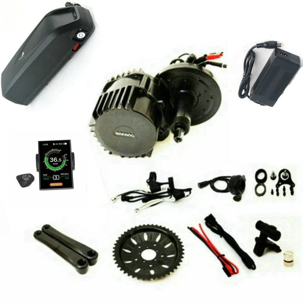 Bafang-Electric Bicycle Mid Drive Motor Kit, Ebike Conversion Full Set with 48V 17Ah Battery, 8Fun, BBSHD, 48V, 1000W