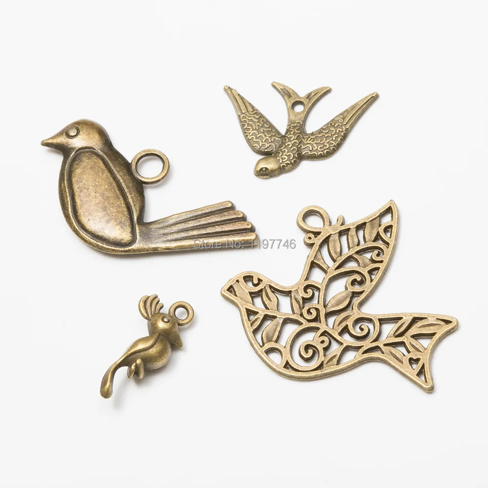 

Dove Parrot Swallow 10pcs Various Antique Bronze Bird Charms Necklace DIY Metal Bracelet Necklace Jewelry Findings