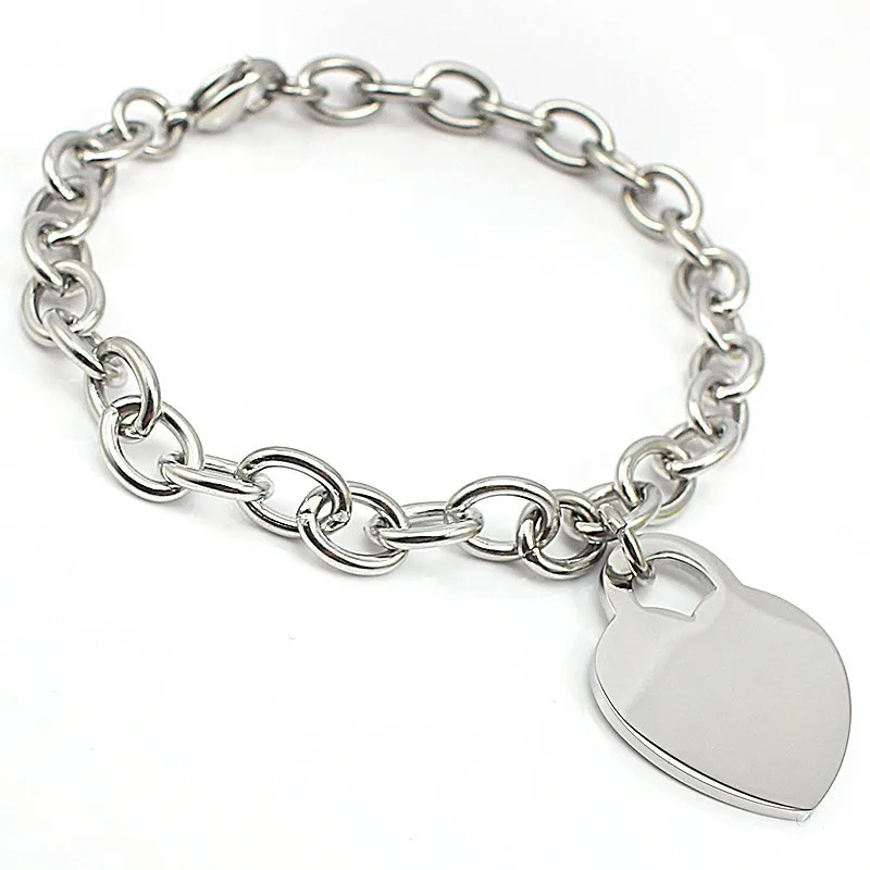 Woman Jewelry Smooth Opening Silver Color  Simple Bangles 1pcs Heart Heart Pendant Female Bracelet  Stainless Steel