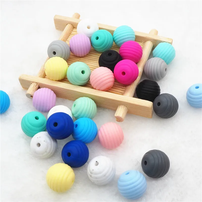 Chenkai 100pcs Silicone Spiral Teether Beads DIY Baby Shower Pacifier Dummy Teething Montessori Sensory Jewelry Making Toy Beads