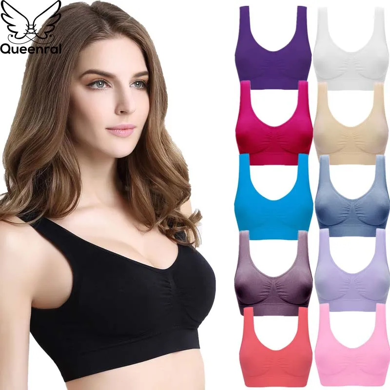 Queenral Seamless Bras For Women Push Up Bralette Plus Size 4XL 5XL 6XL Brassiere Vest Wireless Padded Underwear Bra Big Size